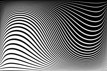 Naklejka premium Wavy Lines Pattern with 3D Illusion and Twisting Movement Effect.