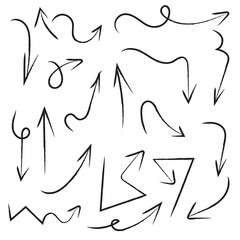 Fototapeta premium arrows set hand made with brush on white background vector eps 10 