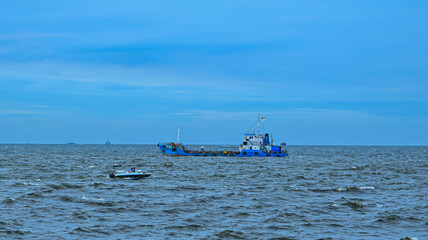 fishermen in Pangandaran picking up their catch and then selling it to collectors, April 23, 2023 West Java Indonesia