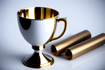 Sports cup for awards in competitions. Isolated on white.