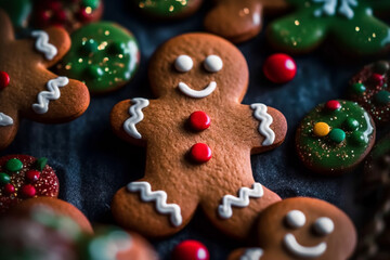Christmas gingerbread cookies. Generative AI