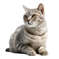 Brazilian Shorthair cat, 1 year old, sitting, transparent background png