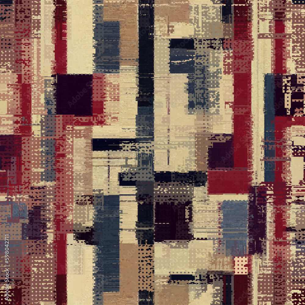Poster Vector image with imitation of grunge datamoshing texture.