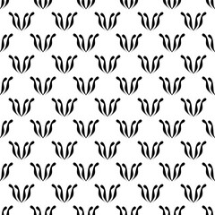 black and white seamless pattern repeated design ornament decoration floral flower damask style geometric elements tile texture textile fabric vector illustration