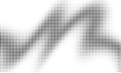 Monochrome gradient halftone dots background. Vector illustration. Big wave