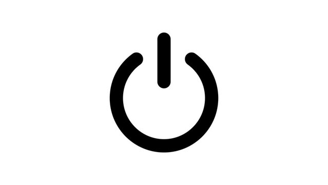 Power button symbol, Animated icon on transparent background, alpha channel included.
