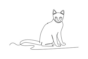 Single one line drawing cat. Urban pets concept. Continuous line draw design graphic vector illustration.