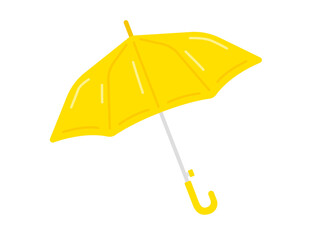 開いた、黄色の子ども用傘のイラスト