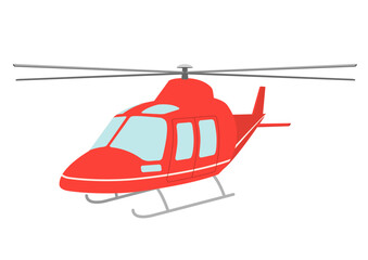 空を飛ぶ赤いヘリコプターのイラスト_2
