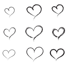 set of hearts on white background vector hand made 