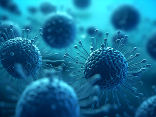 Virus cell closeup. Generative ai.