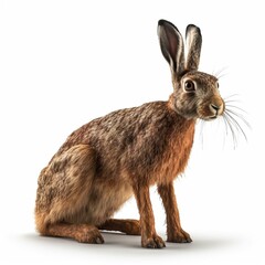 Hare isolated on white background (Generative AI)