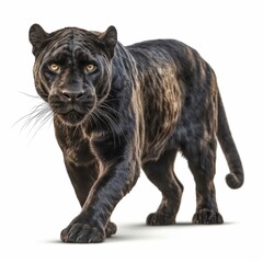 Naklejka na ściany i meble Black panther isolated on white background (Generative AI)