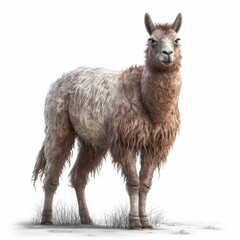 Obraz premium Llama isolated on white background (Generative AI)