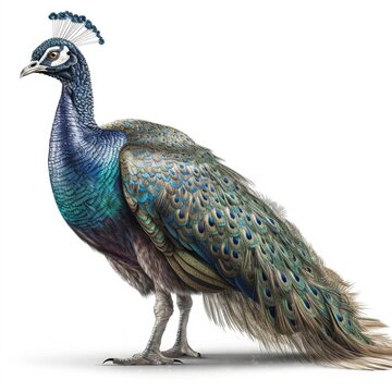 Peacock isolated on white background (Generative AI)