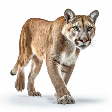 Cougar isolated on white background (Generative AI)