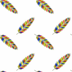 Colorful seamless pattern with leaves Tropic print