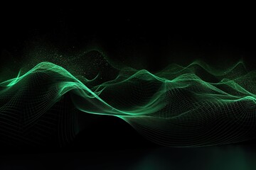 Network technology background. Futuristic tech green background. Low poly wire made with generative AI Scy fi space illustration