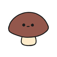 Hand-drawn Cute brown mushrooms, Cute vegetable character design in doodle style