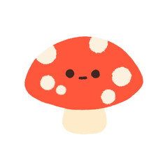 Hand-drawn Cute red mushrooms, Cute vegetable character design in doodle style