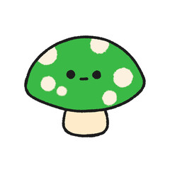 Hand-drawn Cute green mushrooms, Cute vegetable character design in doodle style