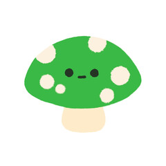 Hand-drawn Cute green mushrooms, Cute vegetable character design in doodle style