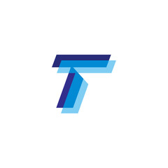abstract initial letter t or tt logo in blue color