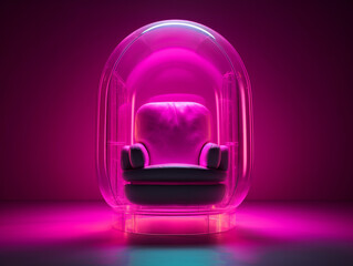 Art Nouveau pink armchair on a pink