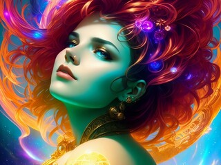 Beautiful woman. Goddess of Time. (Created with Generative AI technology)