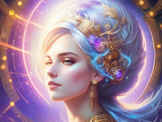 Beautiful woman. Goddess of Time. (Created with Generative AI technology)