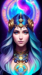 Beautiful woman. Goddess of Time. (Created with Generative AI technology)