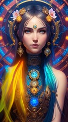 Beautiful woman. Goddess of Time. (Created with Generative AI technology)