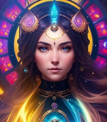 Beautiful woman. Goddess of Time. (Created with Generative AI technology)