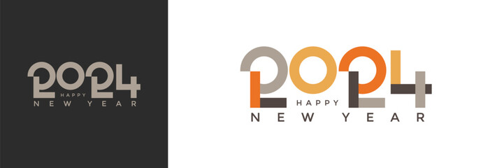 2024 typography logo design concept. Happy new year 2024