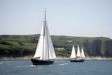 Voilier de face en course . Bretagne