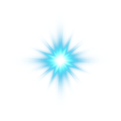 Blue glowing lights effects isolated on transparent background. Solar flare with beams and spotlight. Glow effect. Starburst with sparkles. PNG.