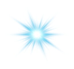 Blue glowing lights effects isolated on transparent background. Solar flare with beams and spotlight. Glow effect. Starburst with sparkles. PNG.