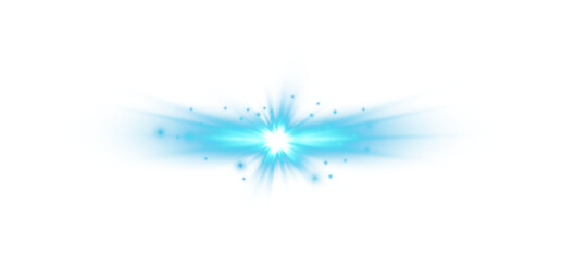 Blue glowing lights effects isolated on transparent background. Solar flare with beams and spotlight. Glow effect. Starburst with sparkles. PNG.