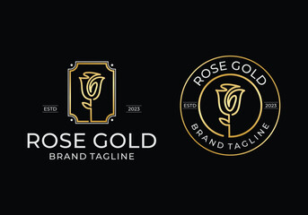 Creative flower rose logo line art design