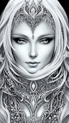 Young woman. Beautiful Snow Queen. (Created with Generative AI technology)