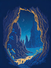 Bamagil caves landscape. AI generated illustration