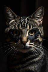 Cute Cat in a Mask: An Adorable Domestic Felino Portrait: Generative AI
