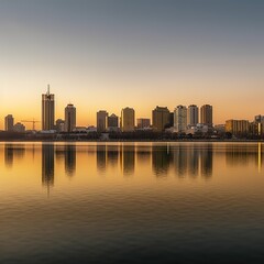 Obraz premium city skyline at sunset