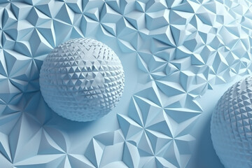 Ethereal beautiful futuristic Geometric background for your presentation. Textured intricate 3D wall in light blue and white tones. Created using generative AI.