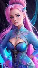 Beautiful ethereal girl. Lady Dragon. (Created with Generative AI technology)