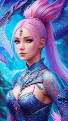 Beautiful ethereal girl. Lady Dragon. (Created with Generative AI technology)