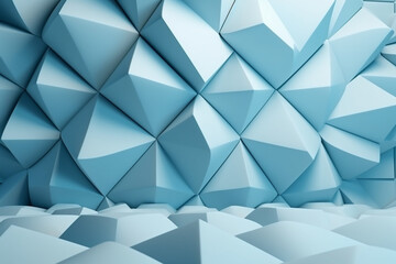 Obraz premium Ethereal beautiful futuristic Geometric background for your presentation. Textured intricate 3D wall in light blue and white tones. Created using generative AI.