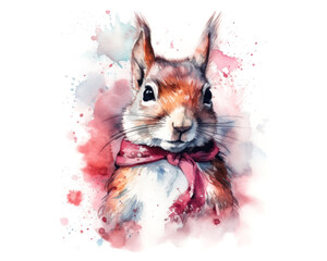 cute squirell portrait watercolor