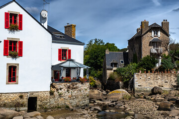 Medieval Village And Artist Enclave Pont Aven At Finistere River Aven In Brittany, France