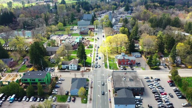 Aerial of Ancaster, Ontario, Canada in spring 4K